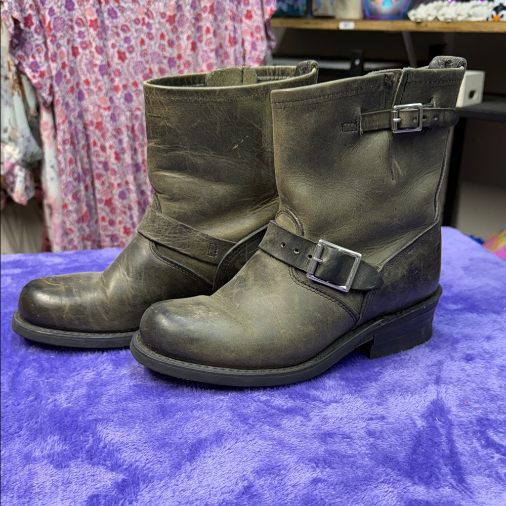 Frye distressed grey boots